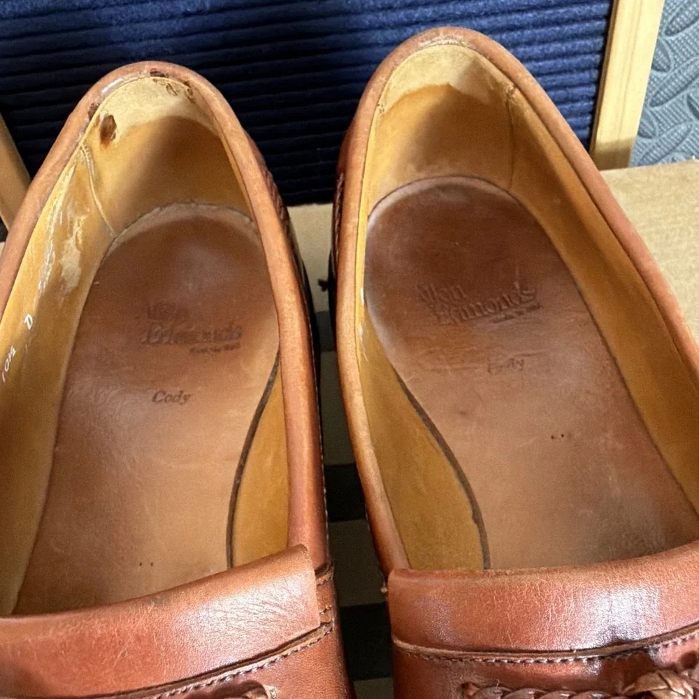 Allen Edmonds Cody Tassel Loafers Men's 10.5 B Brown Woven Leather Kiltie Shoes